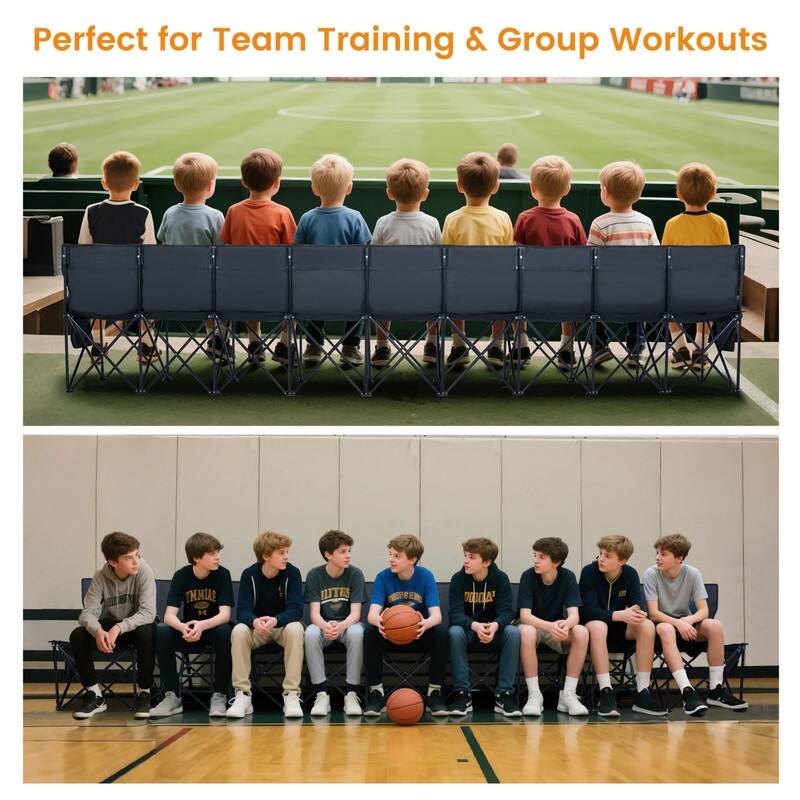 Portable Folding Soccer Benches for Team, 4/6/9 Seats with Carry Bag