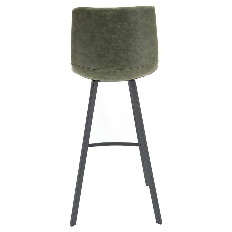 LeisureMod Bar Stool With Iron Legs & Footrest Set of 2 - Olive Green - 18"Dx18"Wx41"H