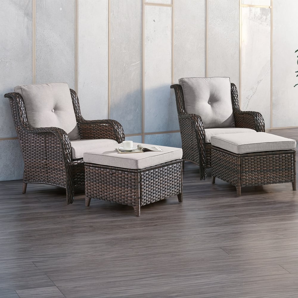 Gymojoy Outdoor Chairs with Ottoman Set of 4