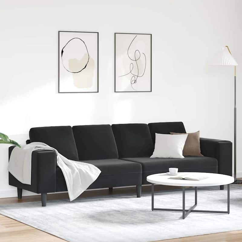vidaXL Sofa Set Dark gray Velvet - 98.4 x 30.3 x 29.9 inch - Black 1