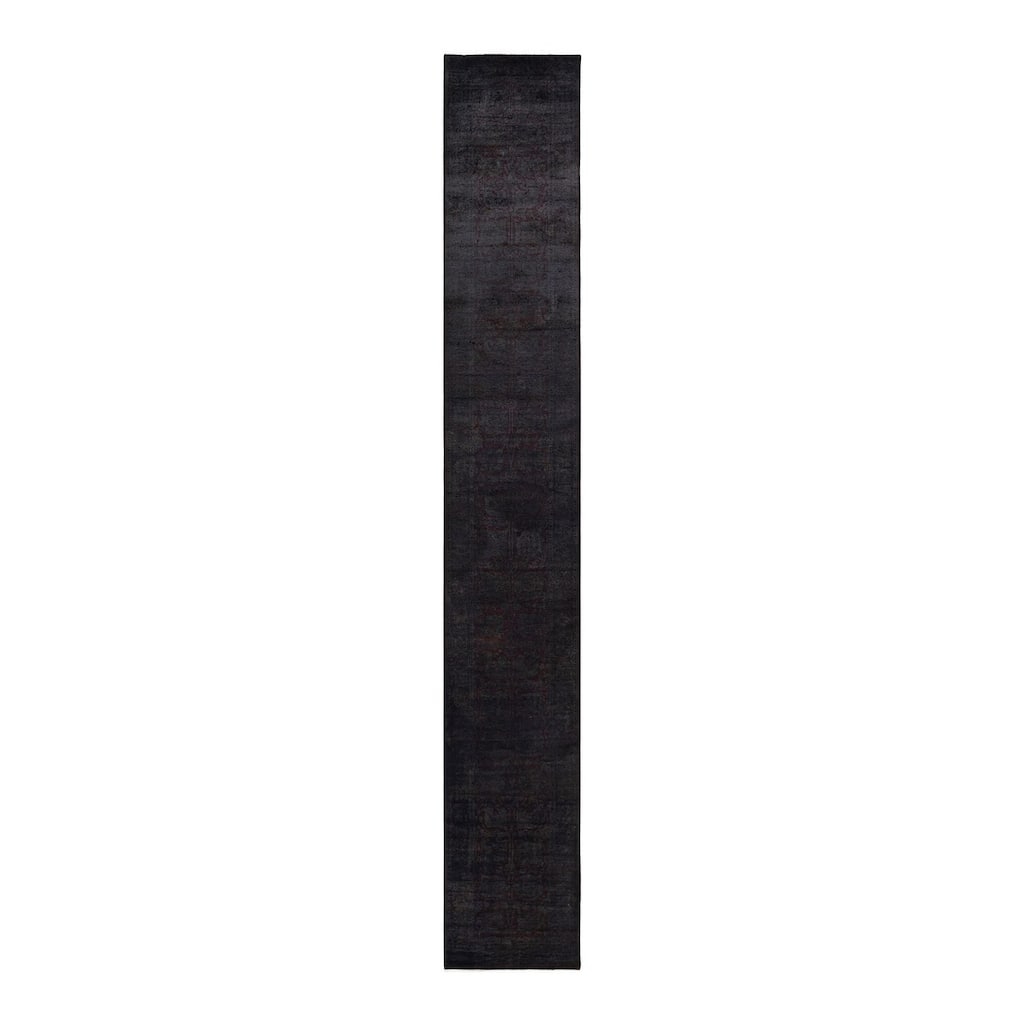 Overton Hand Knotted Wool Vintage Inspired Modern Contemporary Overdyed Brown Runner Rug - 2' 7" x 17' 9"