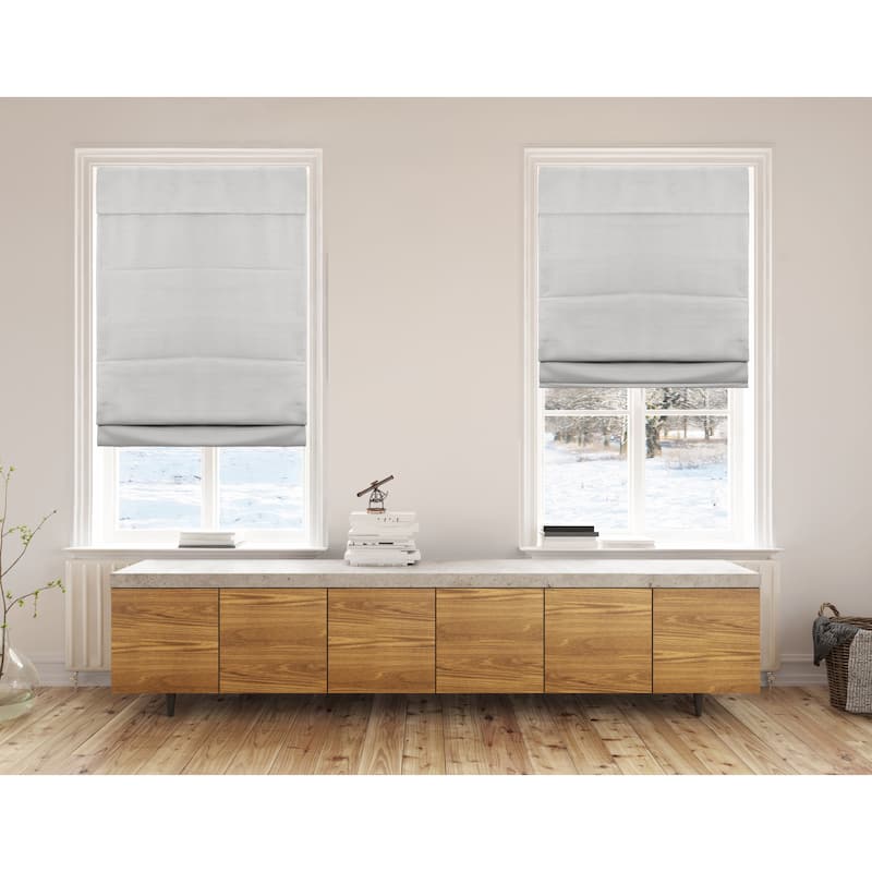 Cordless Slow Release Blackout Roman Shade in Cream/Gray