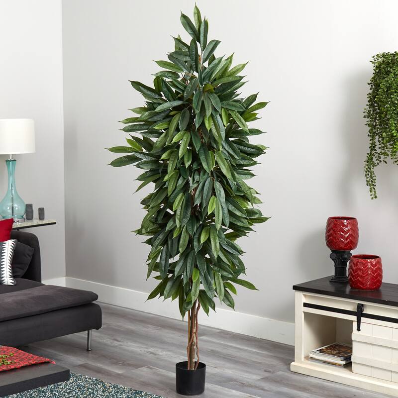 Artificial Mango Tree 6.5Ft Indoor Tropical Plant Home Decor - Green - 41-50 Inches