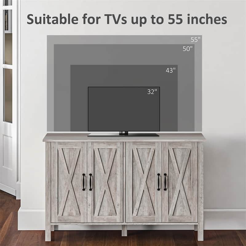 Coffee Bar Buffet Cabinet Sideboard w/ 4 Doors & 2 Adjustable Shelves