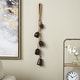 preview thumbnail 11 of 24, Gold, White or Black Metal Tibetan Inspired Cascading Indoor Outdoor Decorative Cow Bells with 5 Bells on Jute Hanging Rope Black