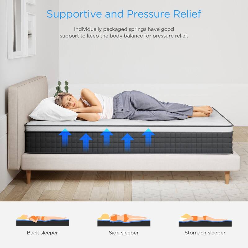 12 in Hybrid Mattress in a Box with Gel Memory Foam, Back Pain Relief & Cooling, Medium Firm Support
