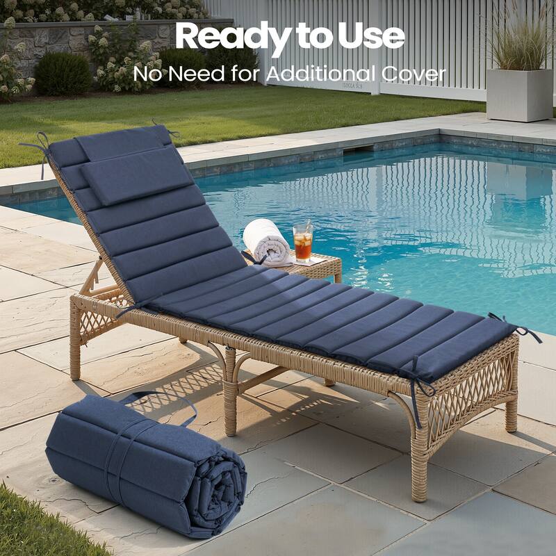 Pellebant Outdoor Chaise Lounge Cushions Patio Lounger Pad with Straps