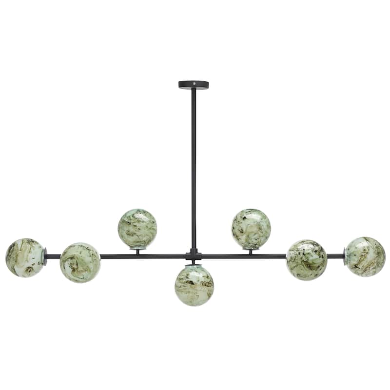 SAFAVIEH Melesa 7-Light 56-Inch Linear Glass Globe Chandelier - 56"W x 9"D x 33"H