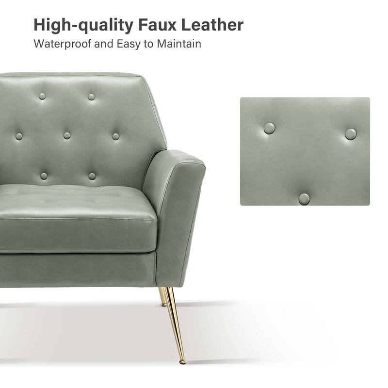 Mavortius Vintage Design Armchair with Button-tufted Back Set of 2 with Gold Legs