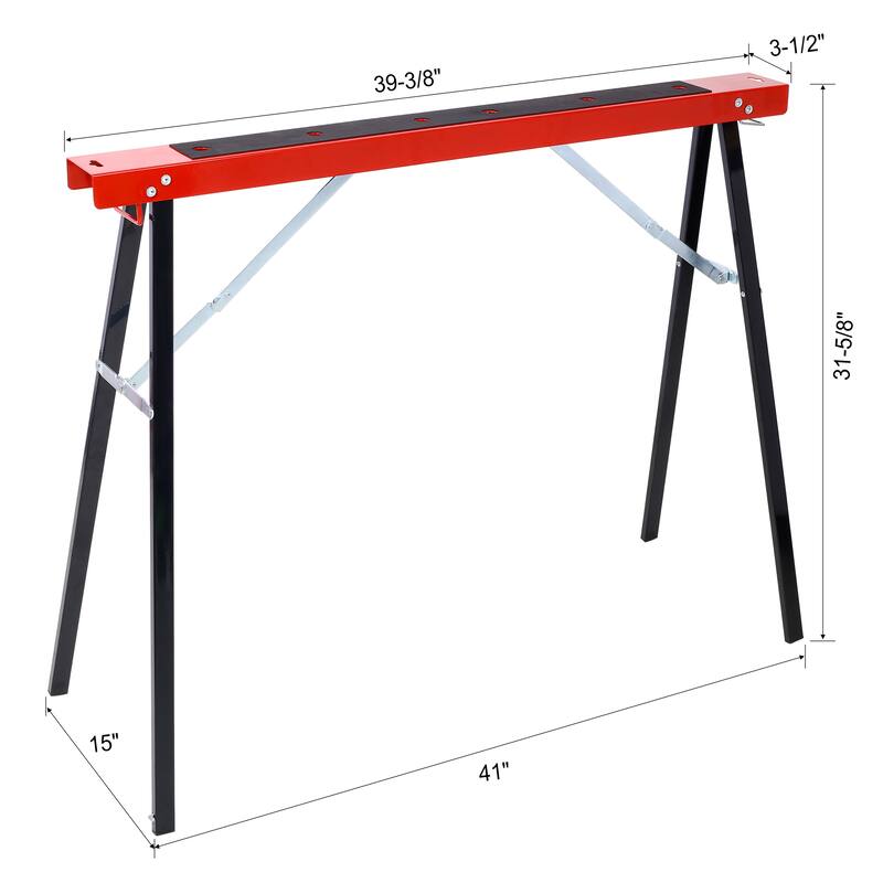 Saw Horses 2 Pack, Folding Portable Work Horse with Fast Open Legs, Convenient Handle, Heavy Duty Steel Sawhorse for Garage
