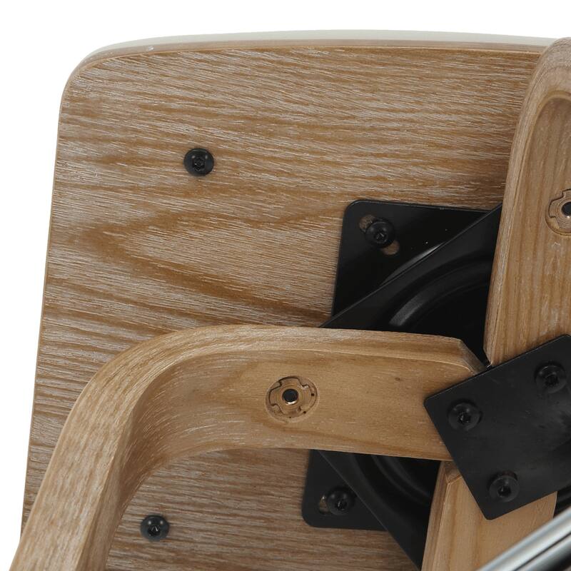 Leather Counter Stool Swivel Square Seat Poplar Wood Frame Iron Foot Rest