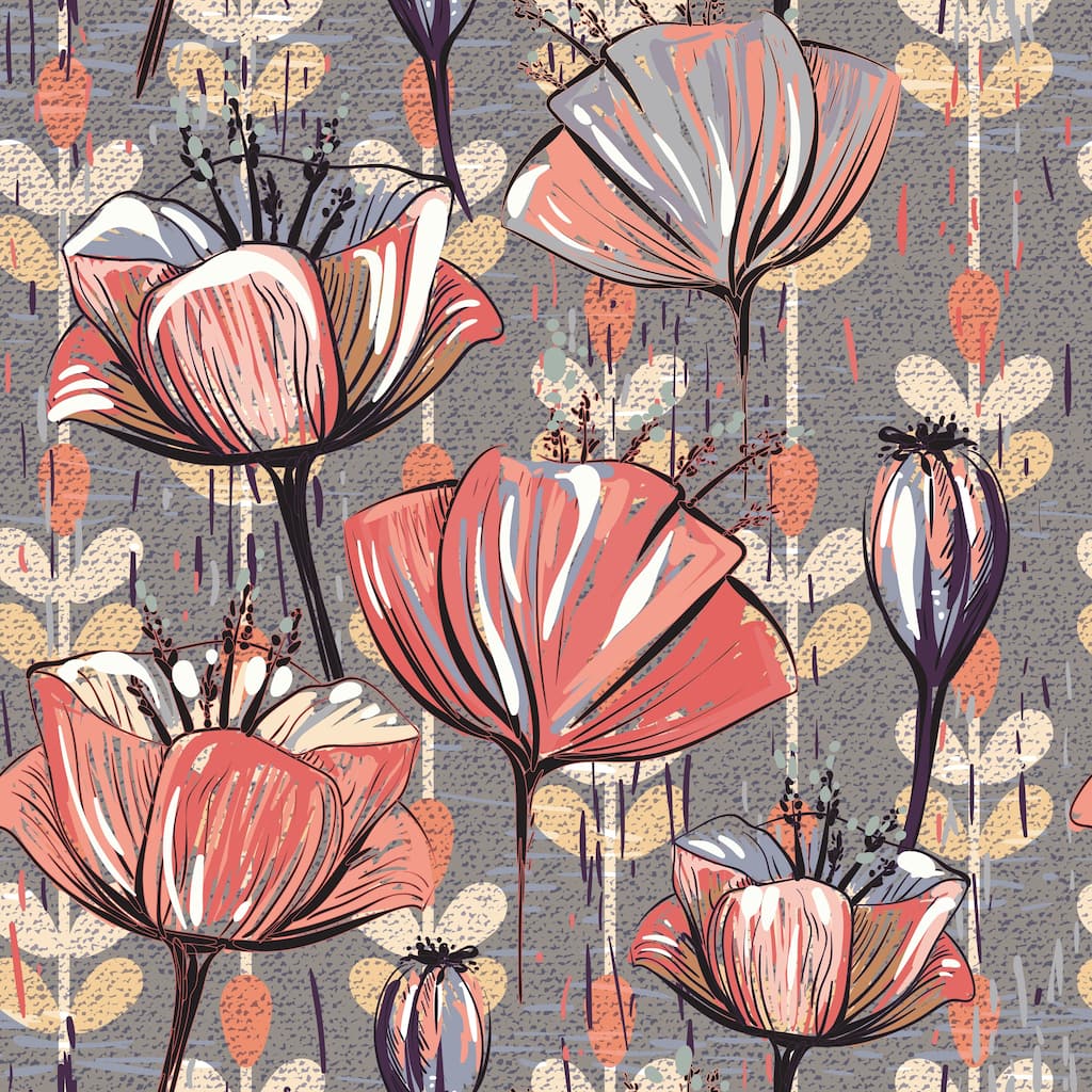 Seal Tulips Removable Wallpaper - 10'ft H x 24''inch W
