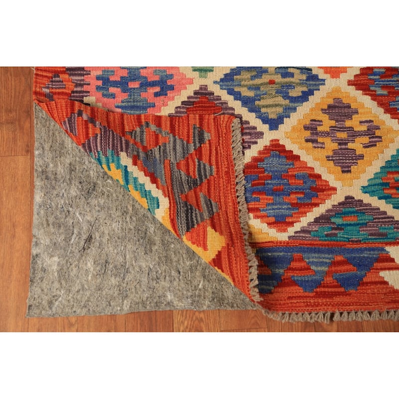 South Western Style Kilim Oriental Area Rug Flatweave Wool Carpet - 8'0"x 9'10"