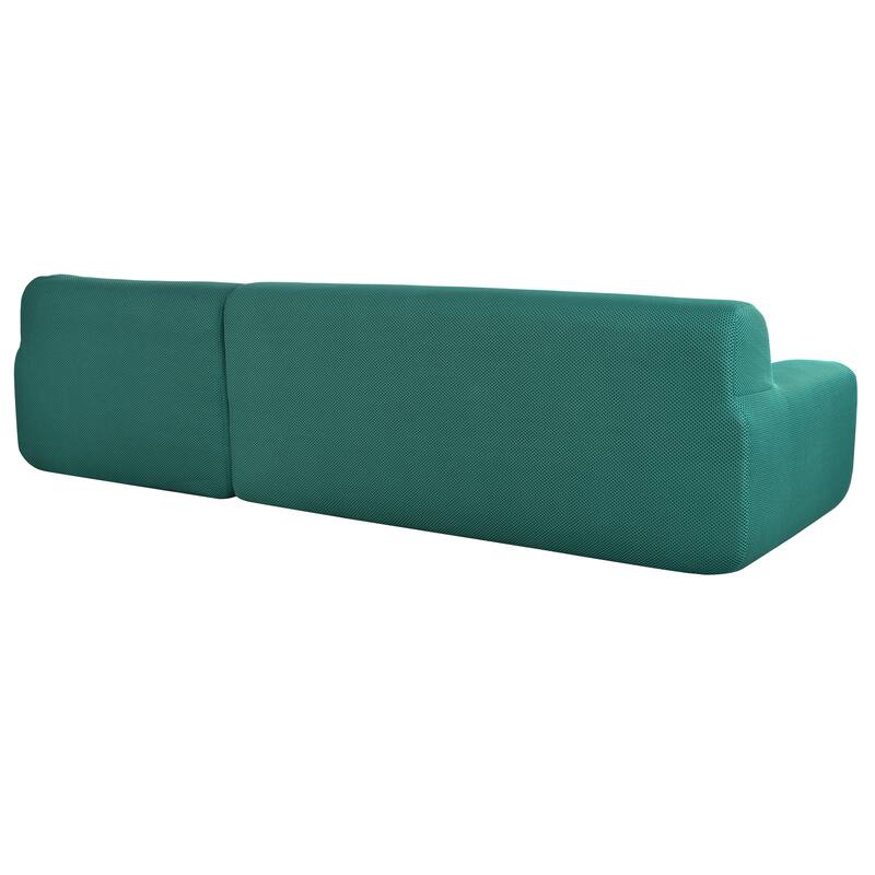 107" Polyester Mesh L-Shape Modular Sectional Sofa with Deep Seating and Pocket Spring Cushions