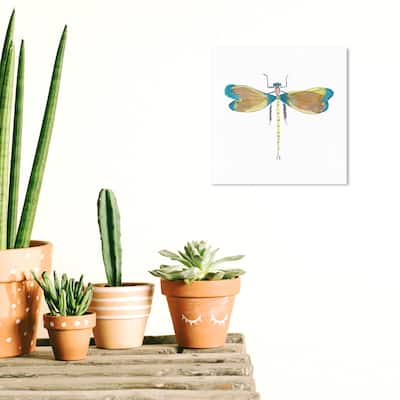 Wynwood Studio Canvas Animals Spring Dragonfly Blue and Turquoise Rustic Wall Art Canvas Print