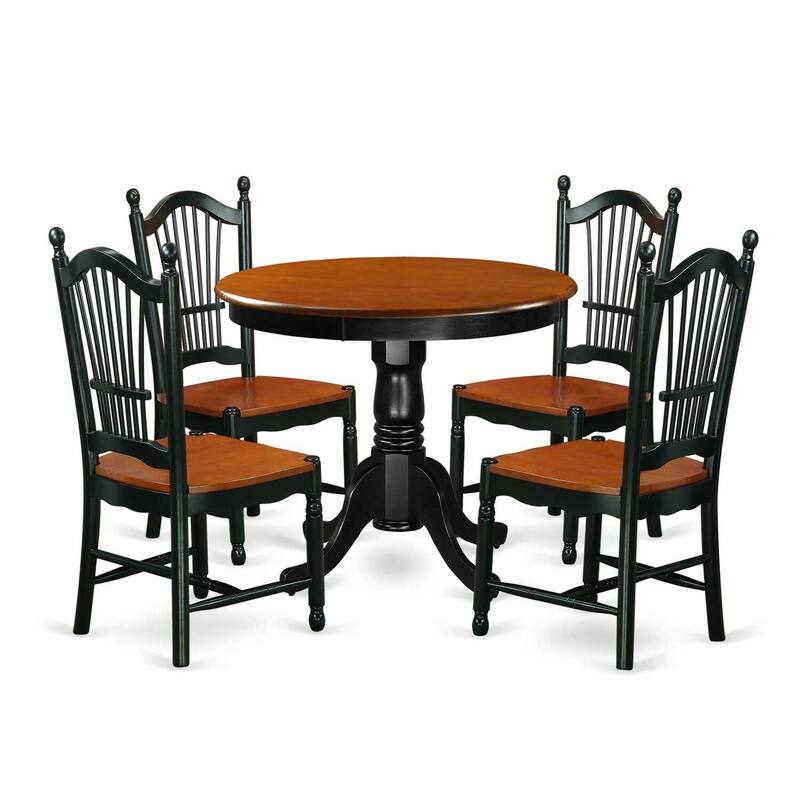 Modern 5-Piece Dining Set - Kitchen Table & 4 Chairs - Black Cherry Finish - Minimalist Design