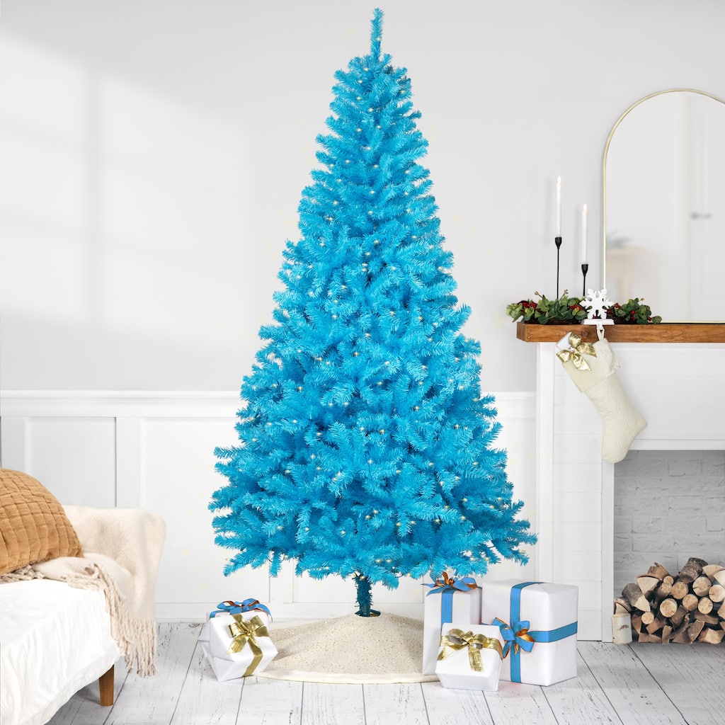 Pre-Lit Medium Pine Artificial Christmas Tree - 6' - Sky Blue - Clear Lights - 6 Foot