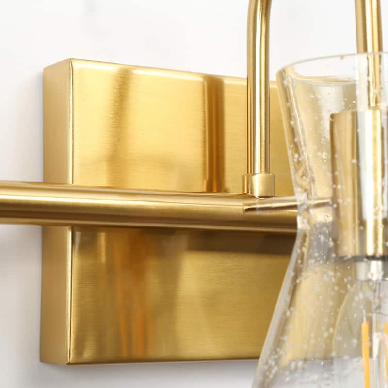 Liniya Modern 22'' Bathroom Vanity Light Brass Gold Wall Sconces Horn Seeded Glass Dimmable
