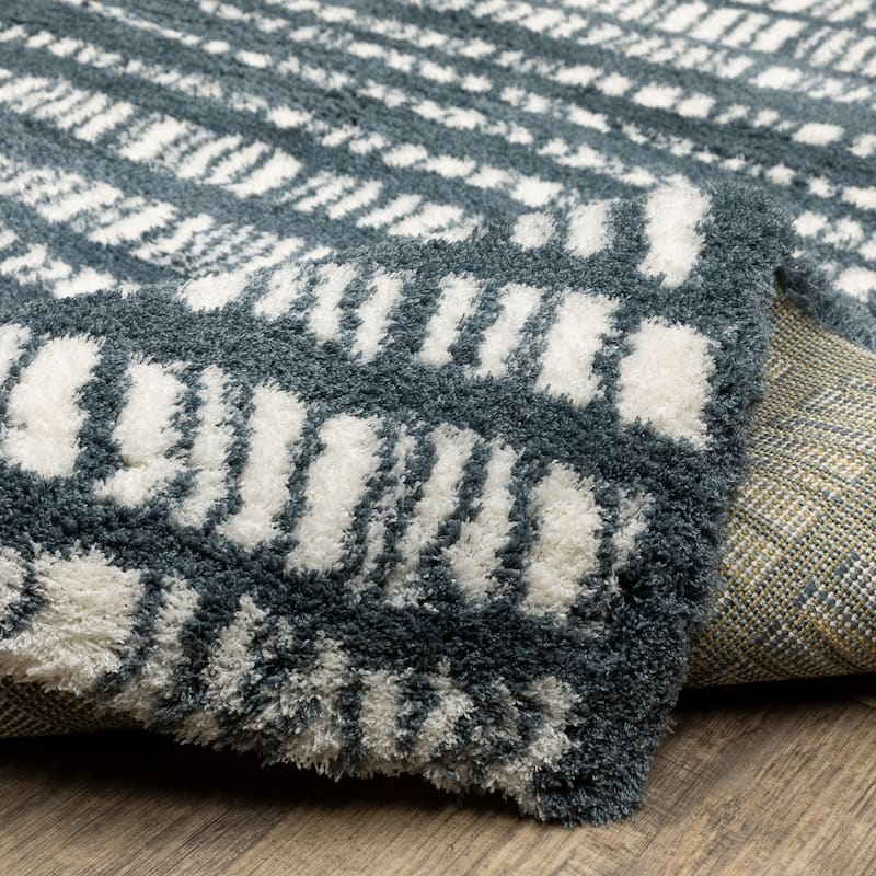 Style Haven Genoa Dashed Lines Dark Teal/ Ivory Area Rug