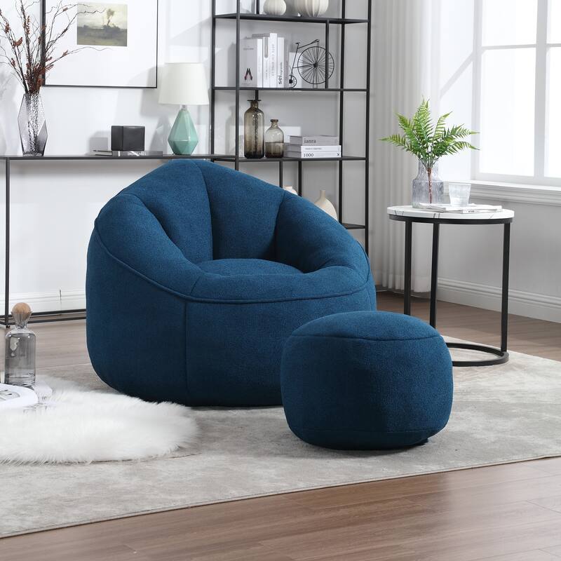High Pressure Foam Bean Bag Sofa Chair with Footrest