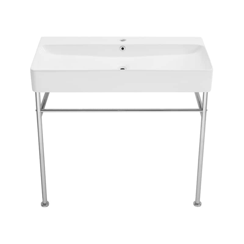 Charme 36 Ceramic Console Sink White Basin Chrome Legs - 35.45" x 16.35" 35.45"