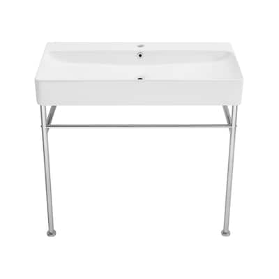 Charme 36 Ceramic Console Sink White Basin Chrome Legs - 35.45" x 16.35" 35.45"