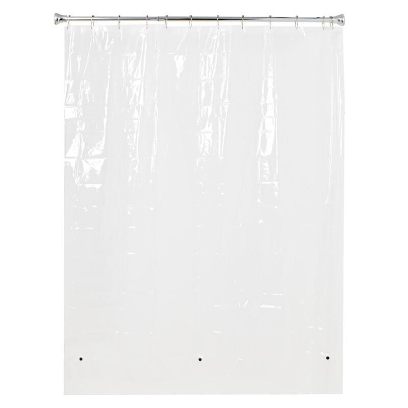 Utopia Alley Rustproof Wall Mounted Single Curved Shower Rod, Aluminum, 45" to 72" Wide, Includes Shower Rings and PEVA Liner