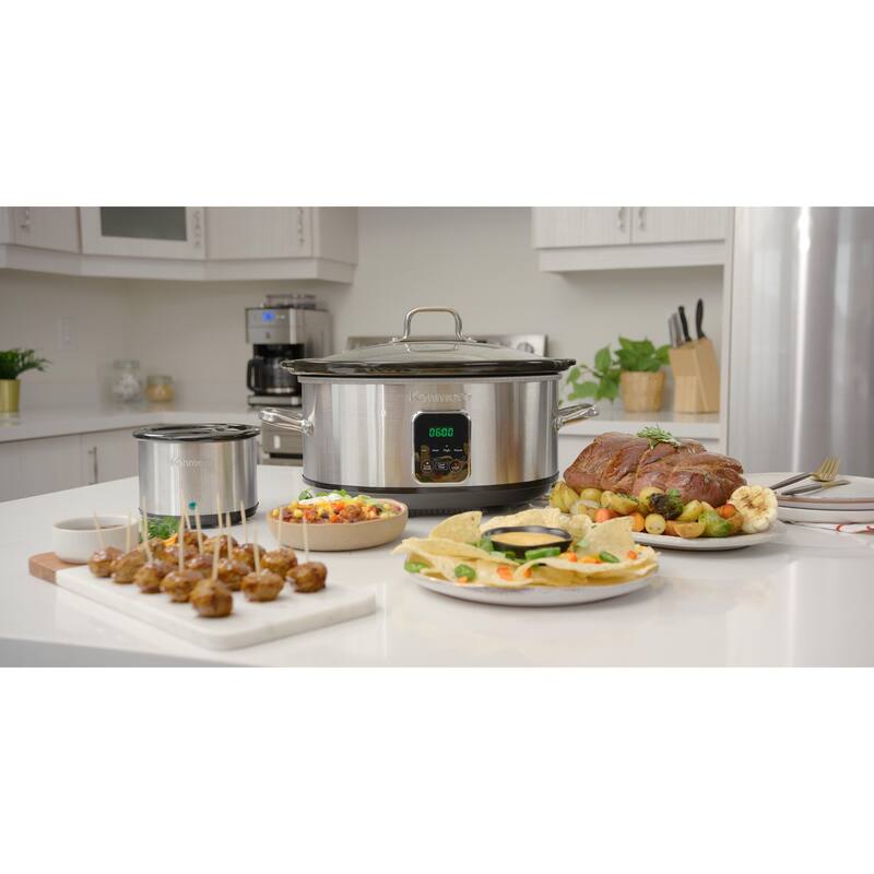 Kenmore Programmable 7 qt (6.6L) Slow Cooker and Dipper, Black Silver