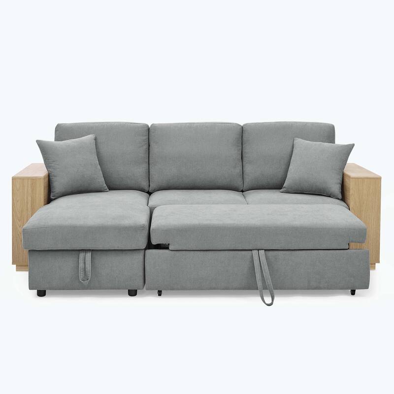 Classic and Cozy L-shape Pull-out Sleeper Sectional Sofa