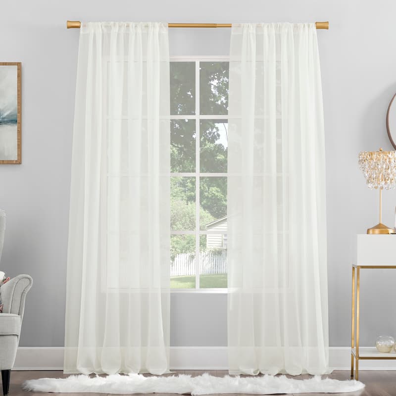 No. 918 Mallory Voile Sheer Rod Pocket Curtain Panel, Single Panel - Eggshell - 59" x 96"