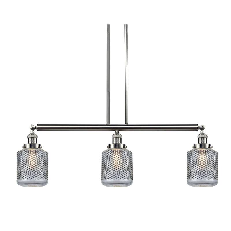 Innovations Lighting Stanton 3 Light 39" Wide Linear Chandelier - Brushed Satin Nickel / Vintage Wire Mesh