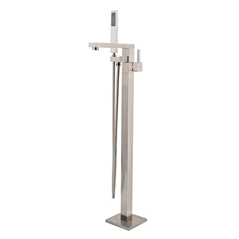 Bruch Nickel Finish Freestanding 35-inch Tub Filler Faucet - 35'' H x 6.8'' W x 10.24'' D