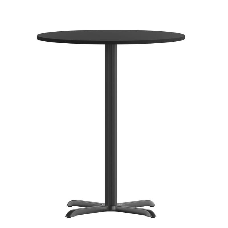 30'' Round Laminate Table Top with 22'' x 22'' Bar Height Table Base - Black