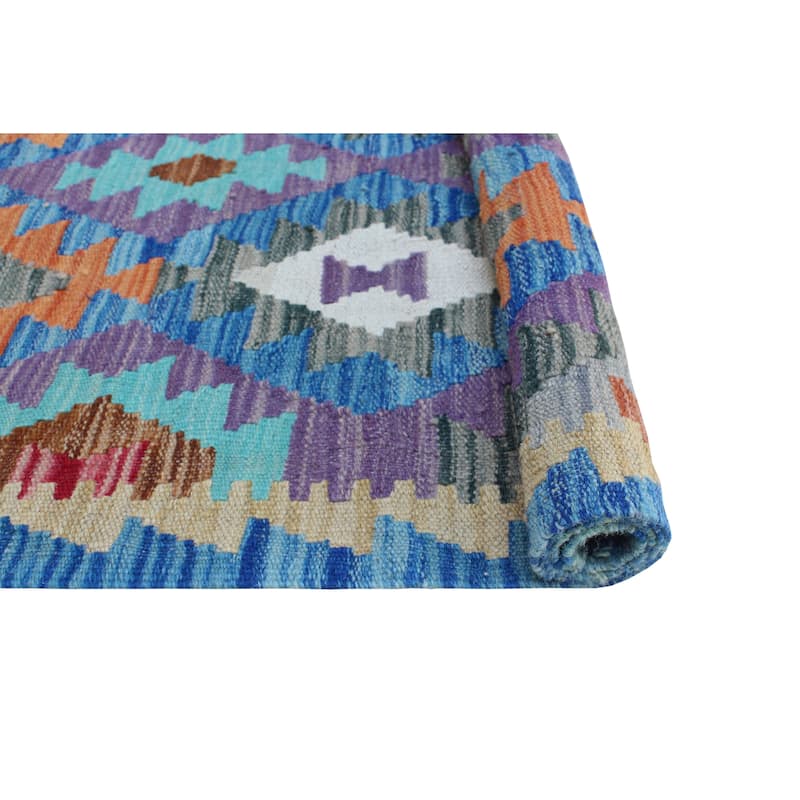 Flatweave Nakisisa Blue/Beige Rug - 2'8" x 4'2"