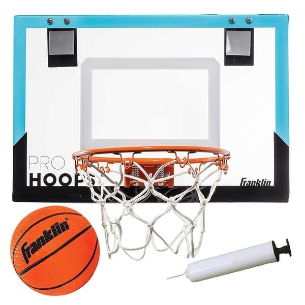 slide 2 of 5, 54251 Over The Door Mini Basketball Hoop Set, Black/Blue