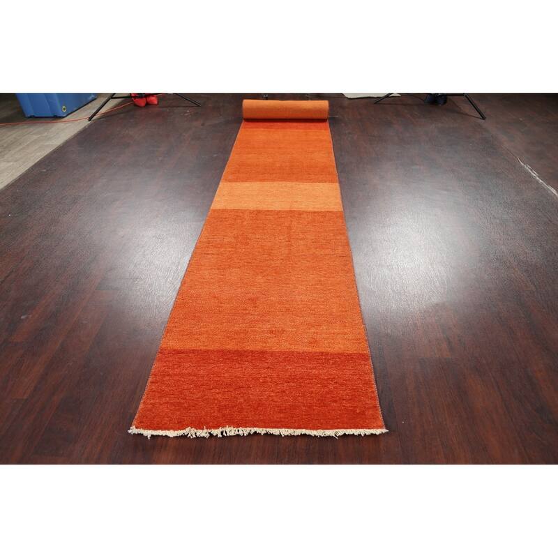Modern Oriental Gabbeh Kashkoli Long Runner Rug Wool Handmade - 2'6" x 20'8"