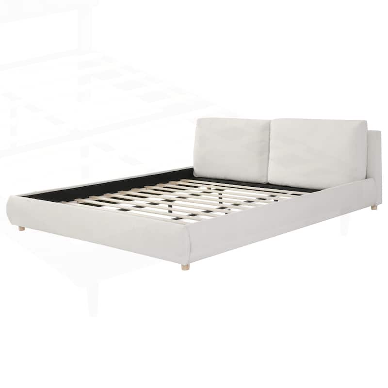 Luxurious Upholstered Platform Bed with Removable Pillows and Stylish Headboard