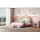 preview thumbnail 10 of 20, Full Size Velvet Platform Bed with Colorful Rainbow Headboard and 2 Storage Drawers, Upholstered Princess-Style Frame
