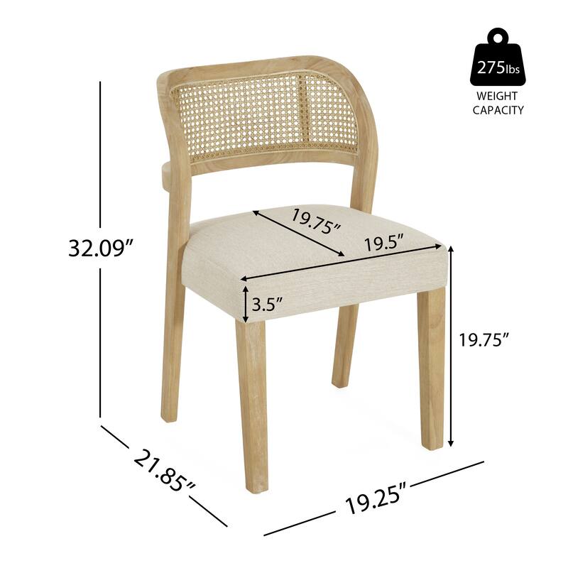 Christopher Knight Home - Minimalist 19.25"W Wood Dining Chairs Set with Hand-Woven Curved Backrest & Upholstered Seat