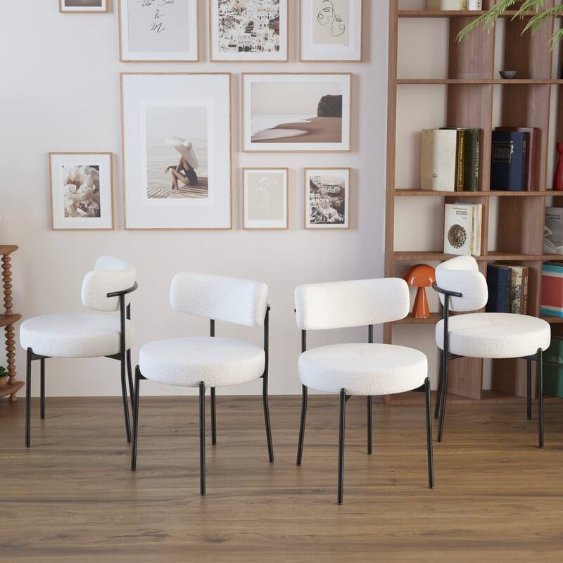 Mid-Century Modern Dining Chairs set, Curved Backrest