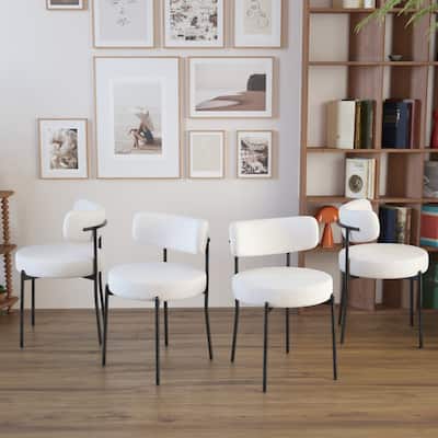 Mid-Century Modern Dining Chairs set, Curved Backrest