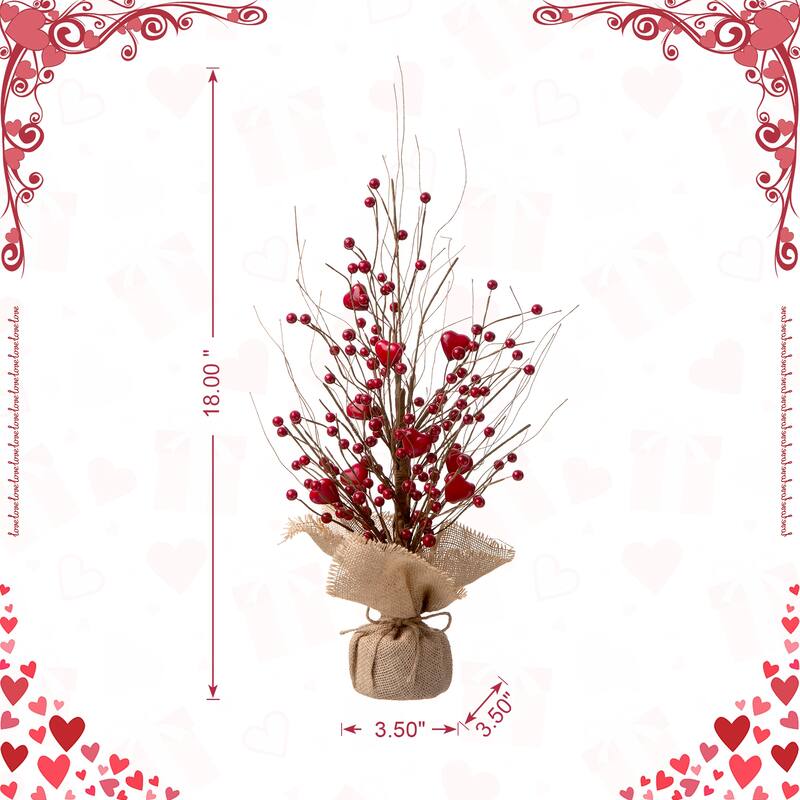 Glitzhome Heart Berry & Fleur-de-Lis Tree Valentine's & Mardi Gras Tree