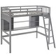 preview thumbnail 2 of 32, Loft Bed With Shelf With Desk Inclined Ladder Twin Wooden Bed Pine Particle Board