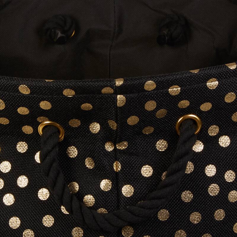 Polyester Bin Dots, Gold-Black Round Large 15x16x16 - 15x16x16"