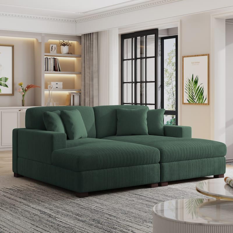 Oversized Modular Sectional Sofa Set with Pillows for Living Room - Hunter Green/2 Chaise