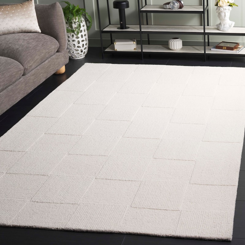SAFAVIEH Handmade Mykonos Cili Modern Wool Rug - 6' Square - Ivory