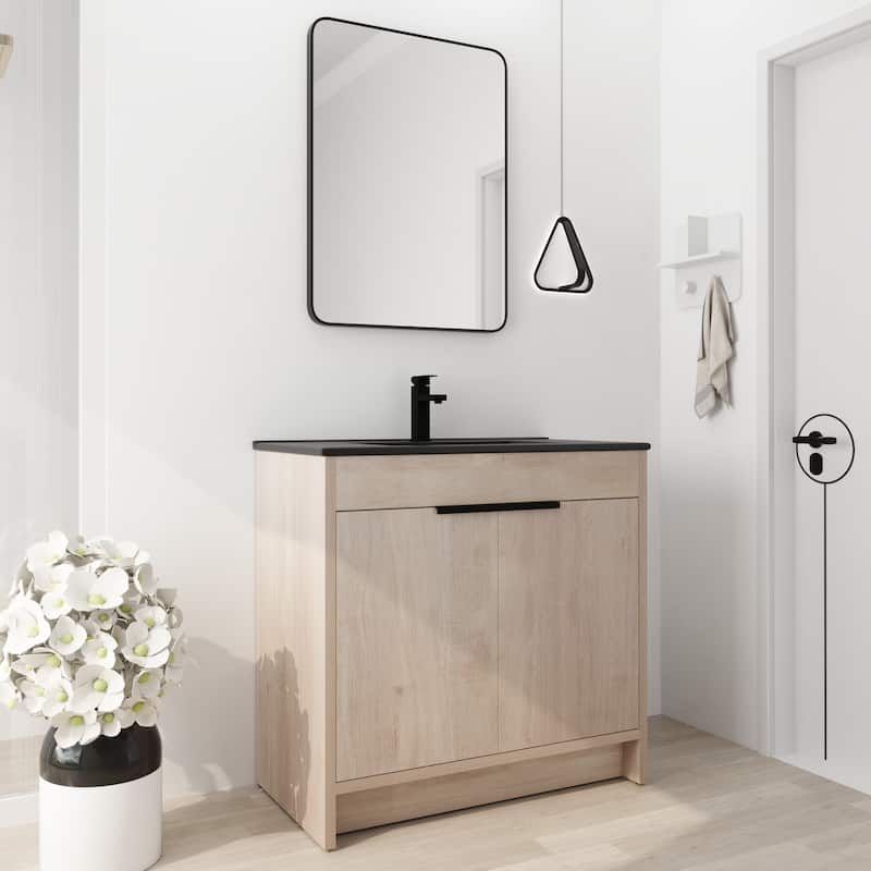 BNK 24/30/36 inch Freestanding Single Sink Bathroom Vanity with Soft Close Door and 1 adjustable shelf