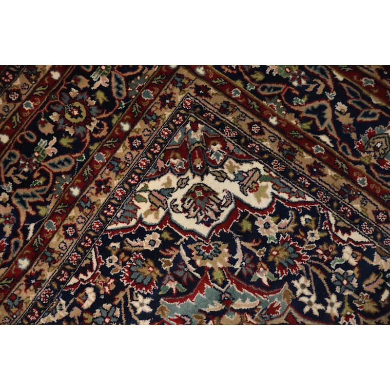 Hand Knotted Oriental 100% Wool Carpet Traditional Traditional Red Kashan Area Rug - 9' 11'' X 7' 11''