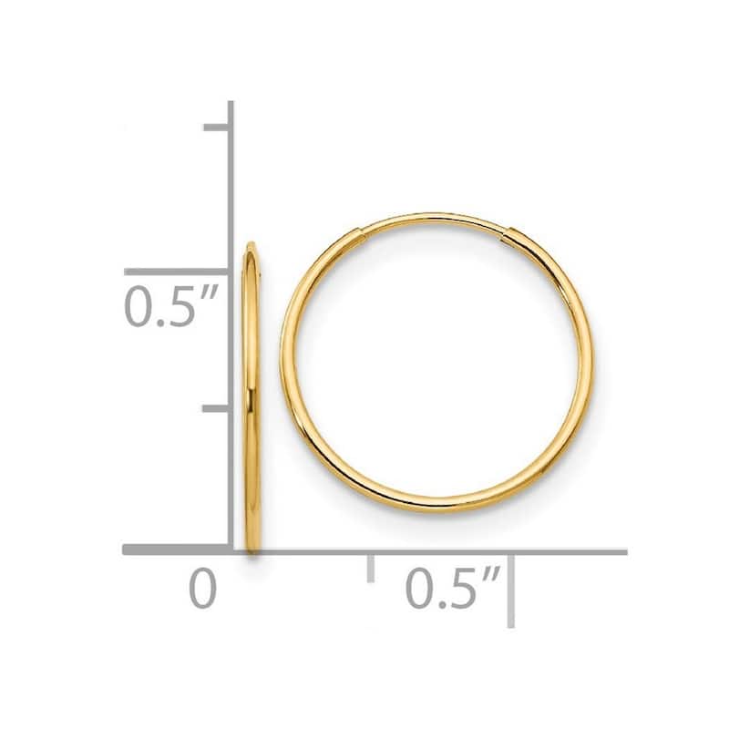 Curata 14k Yellow Gold 1mm Hoop Earrings