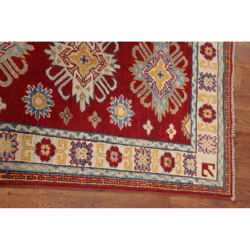 Kazak Accent Rug Hand-Knotted Red Traditional Wool Carpet - 2'7" x 3'10"